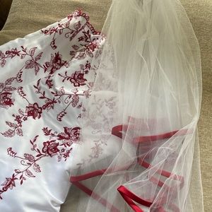 A- Line Embroidered Gown wedding Dress with matching accessories